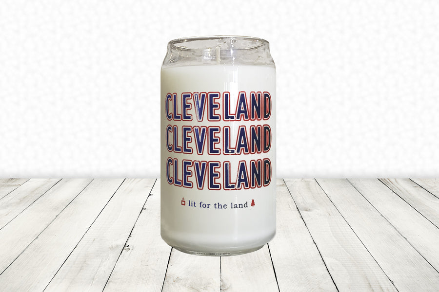 16oz Cleveland Glassware Candle - Navy and Red