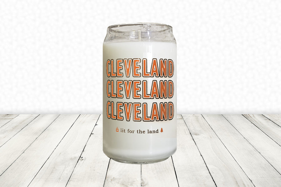 16oz Cleveland Glassware Candle - Brown & Orange